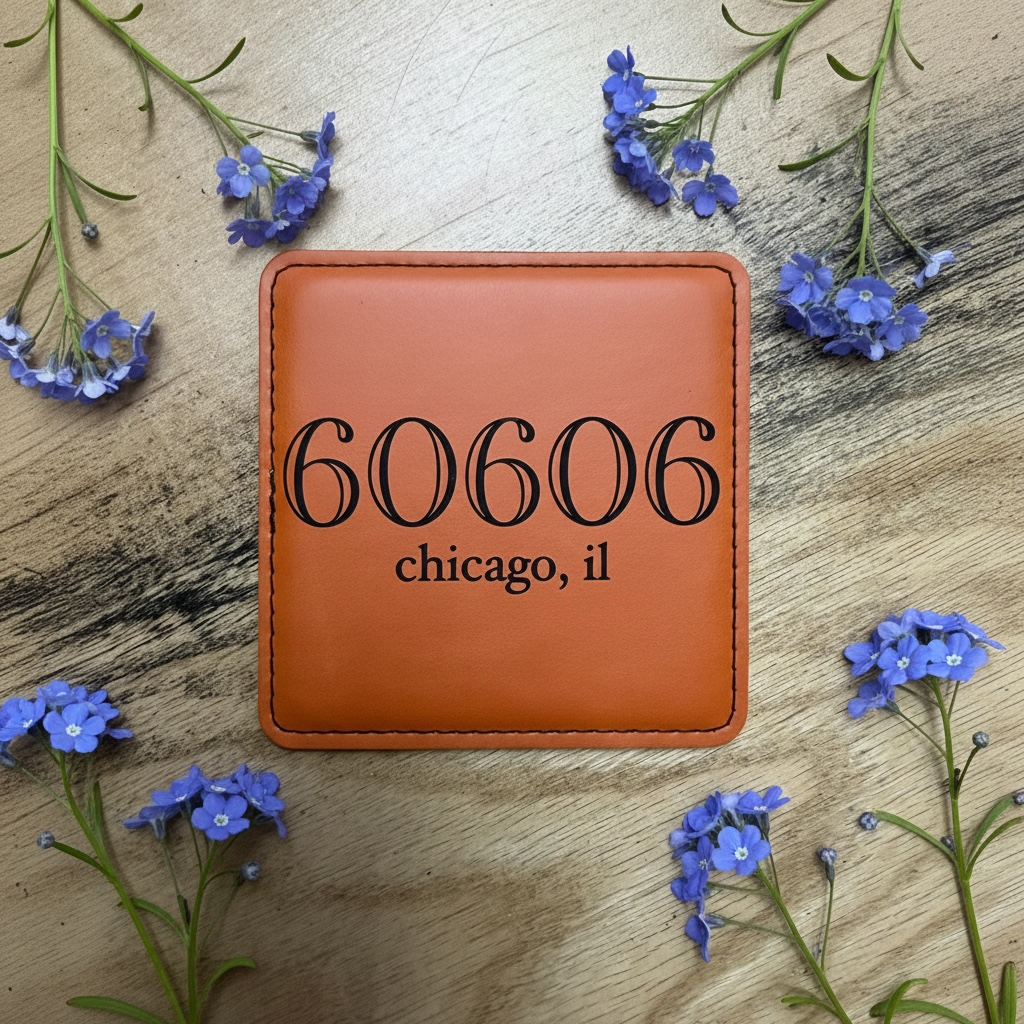 Zip Code Leatherette Coaster Set
