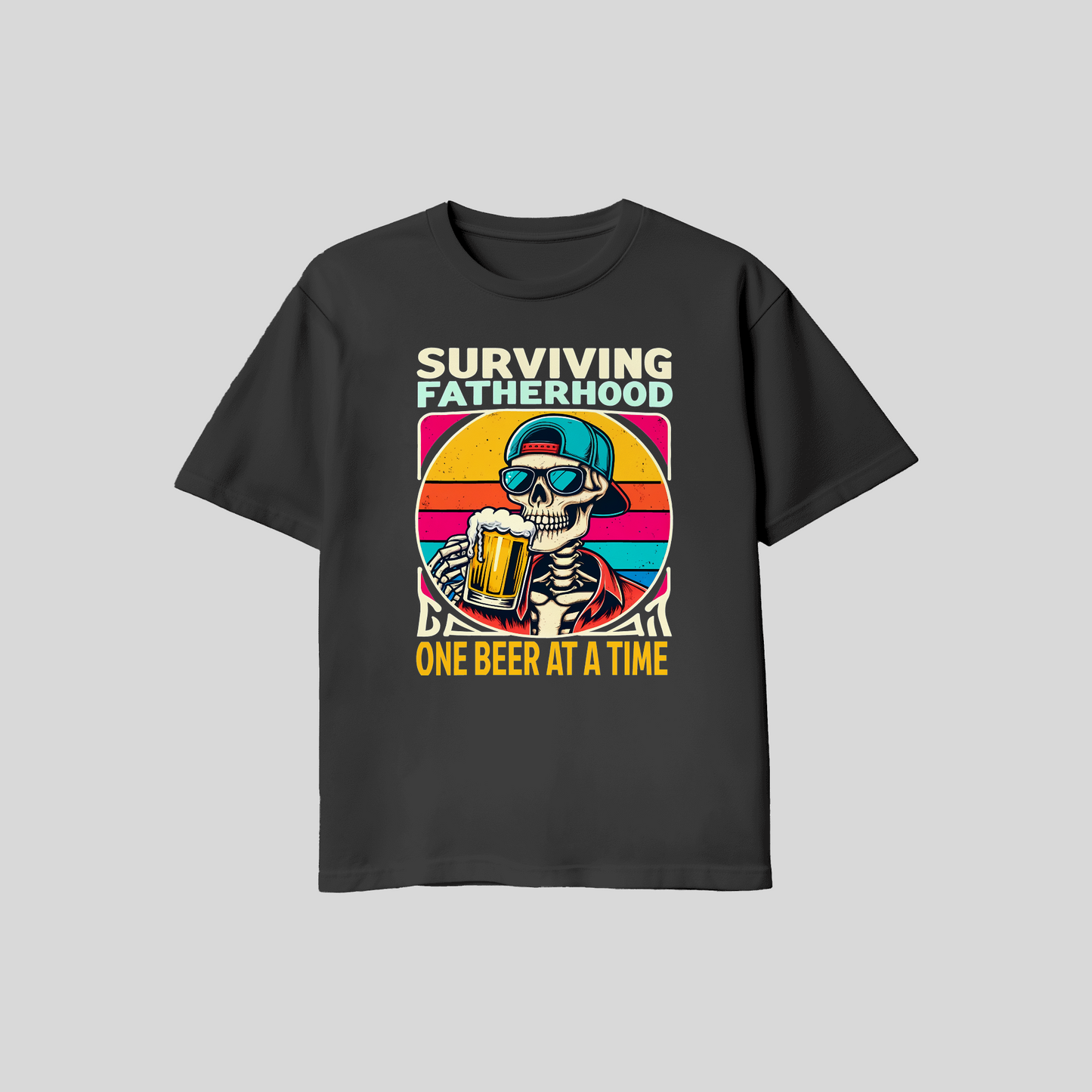 Retro Surviving Fatherhood One Beer At A Time T-Shirt