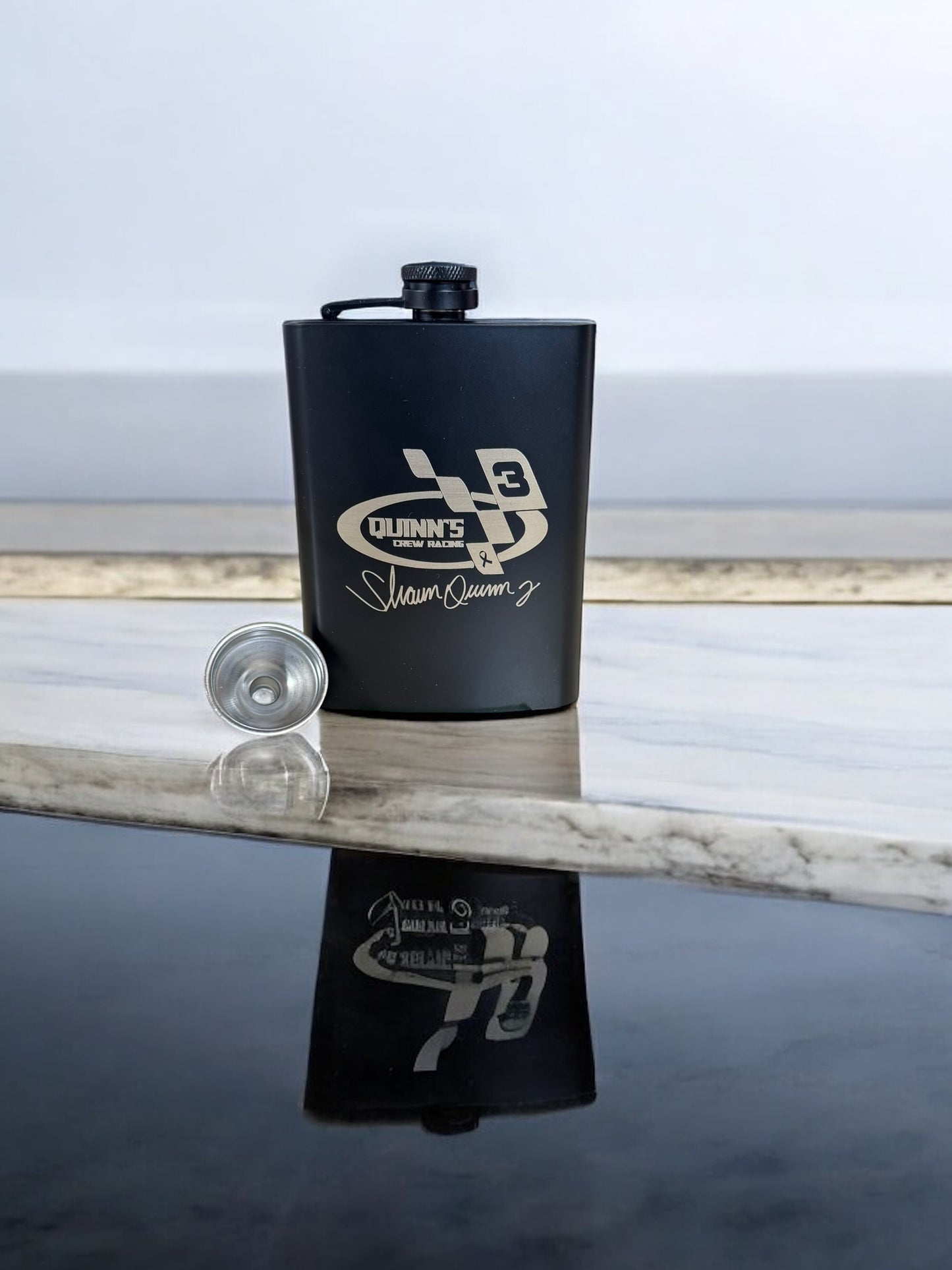 Quinn's Crew Black Matte Stainless Steel Hip Flask