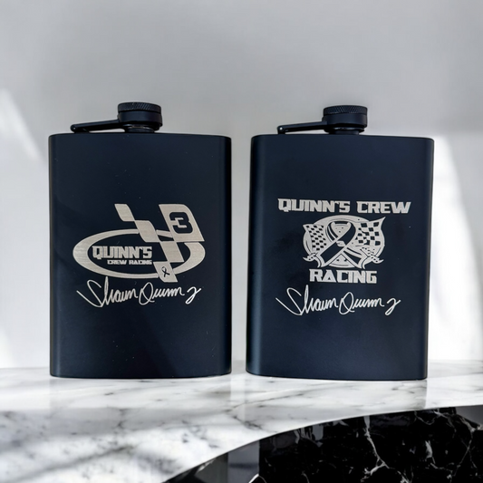 Quinn's Crew Black Matte Stainless Steel Hip Flask