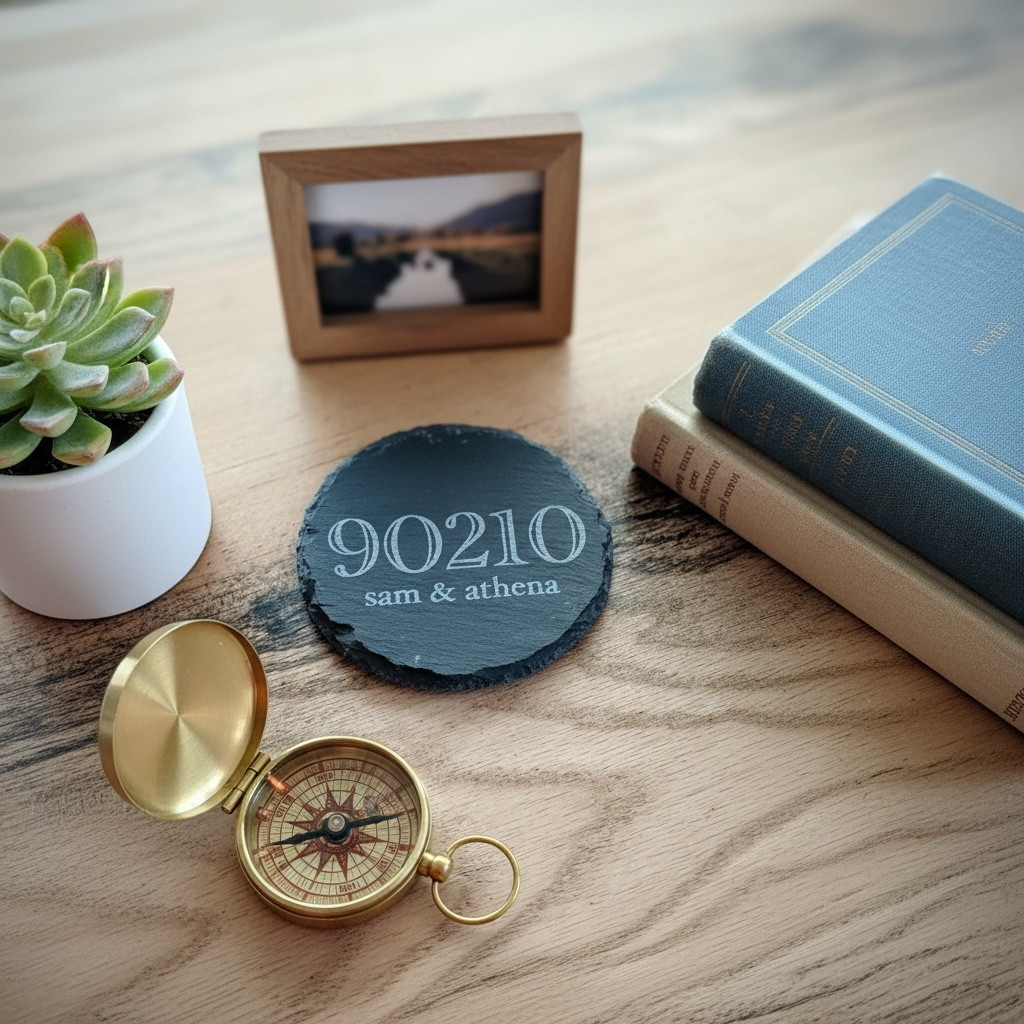 Zip Code Slate Coaster Set