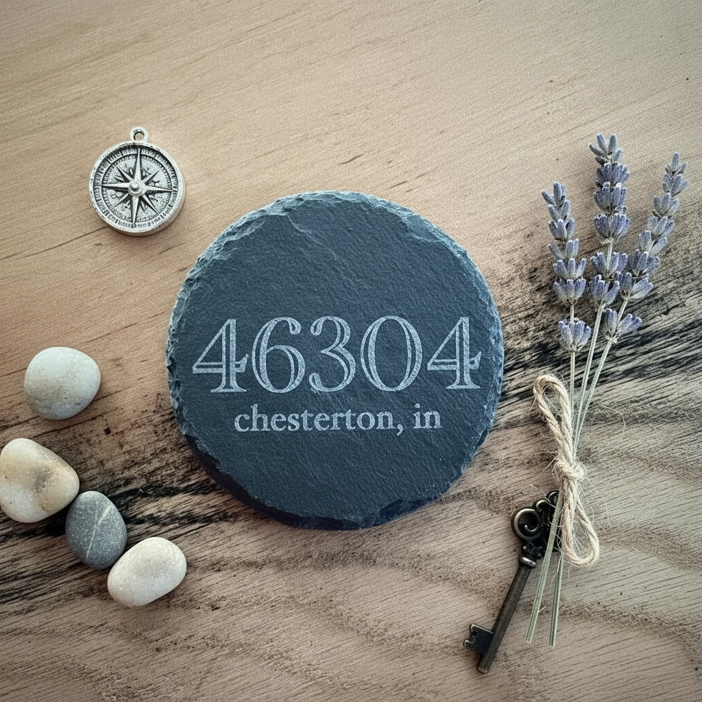 Zip Code Slate Coaster Set