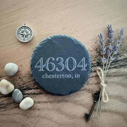 Zip Code Slate Coaster Set
