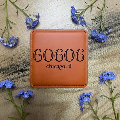 Zip Code Leatherette Coaster Set