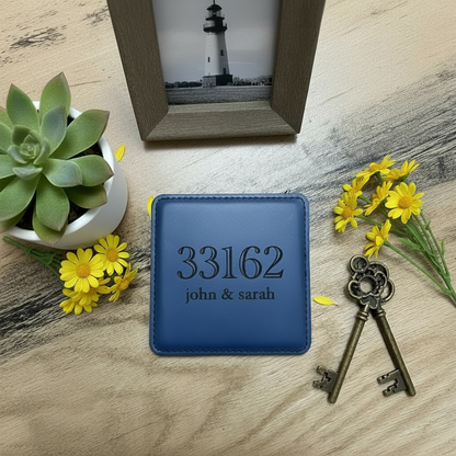 Zip Code Leatherette Coaster Set