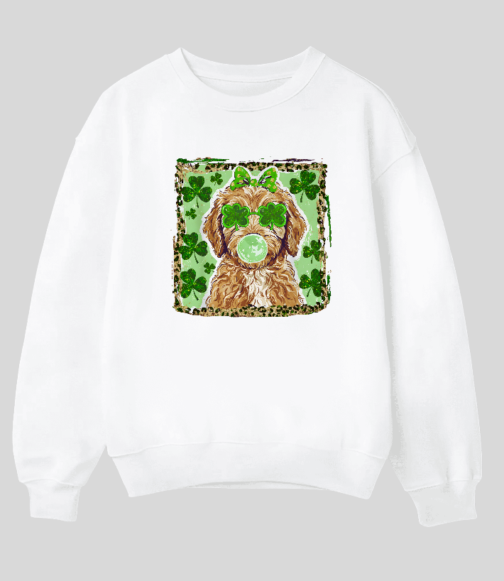 Irish Golden Pup Crew Neck Sweatshirt – St. Patrick’s Day Golden Retriever Sweatshirt