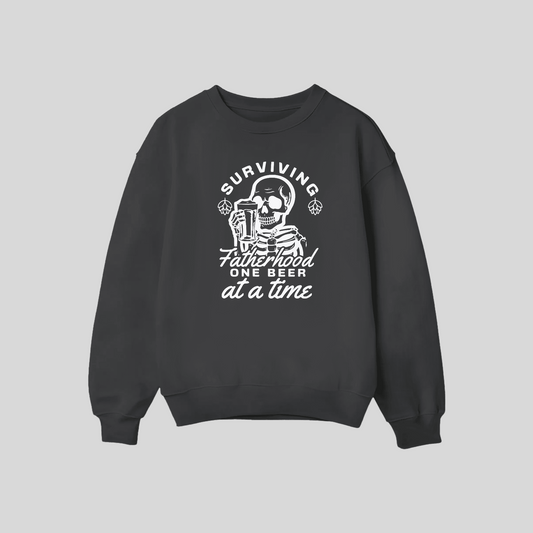 Surviving Fatherhood One Beer At A Time Crew Neck